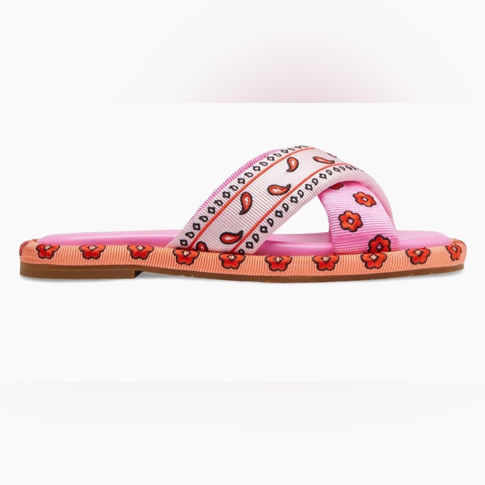 Kate Spade New York Rio Bandana Patchwork Slides Persimmon - Picture 13 of 16